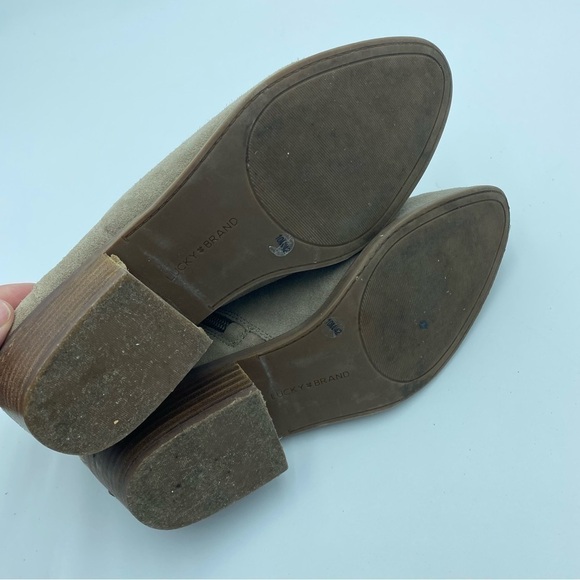Lucky Brand Tolache Ankle Bootie Suede Leather Cuban Heel Tan Women's Size 10 - Picture 5 of 8